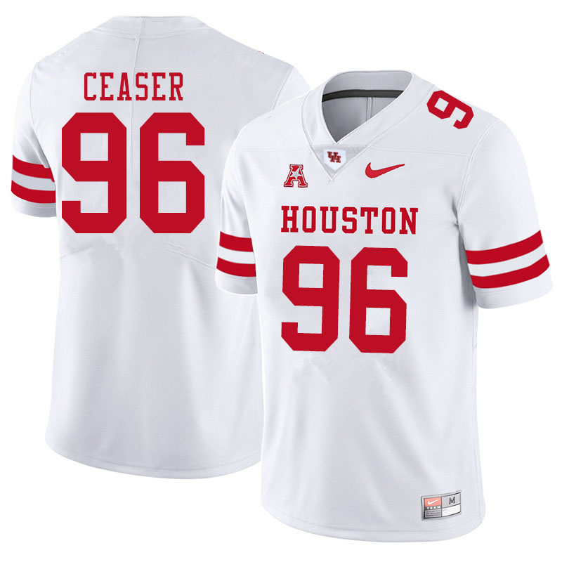 Men #96 Nelson Ceaser Houston Cougars College Football Jerseys Sale-White - Click Image to Close